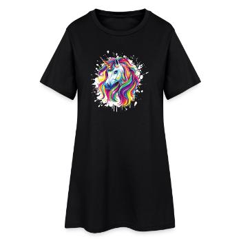 Licorne Portrait d’Einhorn - Robe T-shirt Femme - noir - Devant