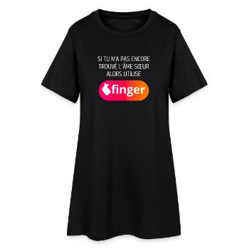 Application finger - Robe T-shirt Femme - noir - Devant