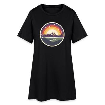 Coucher de soleil dans un paysage montagneux - Robe T-shirt Femme - noir - Devant