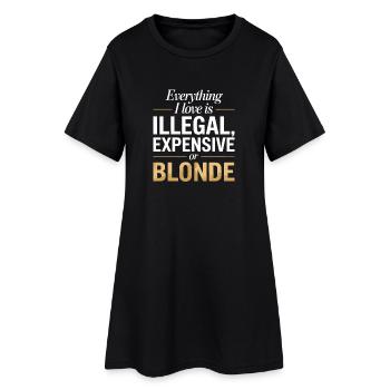 Tout ce que j’aime Illégalement, hommes blonds chers - Robe T-shirt Femme - noir - Devant