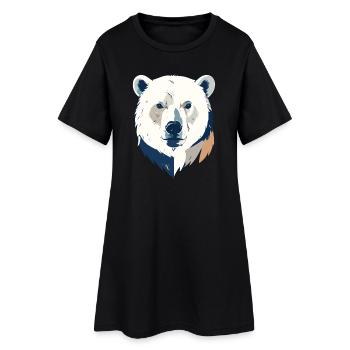 Polar Bear Polar Bear Head Drawing Head Design Motif - Women’s T-Shirt Dress - black - Front