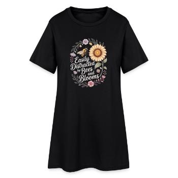 Easily Distracted By Bees And Blooms - Women’s T-Shirt Dress - black - Front