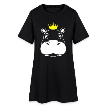 Roi Hippopotame Prince Héritier Vector - Robe T-shirt Femme - noir - Devant