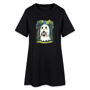 Lantern spirit in the forest at night - Women’s T-Shirt Dress - black - Front