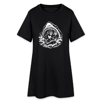 Singe Surfeur dans Shark Wave - Robe T-shirt Femme - noir - Devant