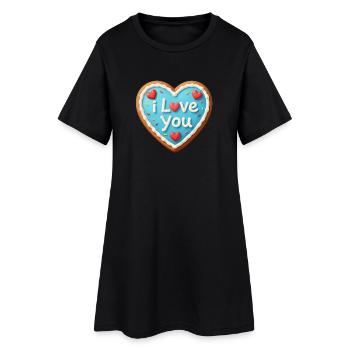 Valentinstag Herz Geschenk Valentinstag - Frauen T-Shirt-Kleid - Schwarz - Vorne