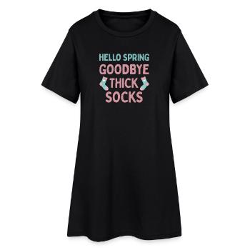 Bonjour Printemps, adieu chaussettes épaisses - Robe T-shirt Femme - noir - Devant