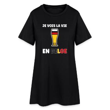 La Vie Belge Verre Bière Stylisé - Robe T-shirt Femme - noir - Devant