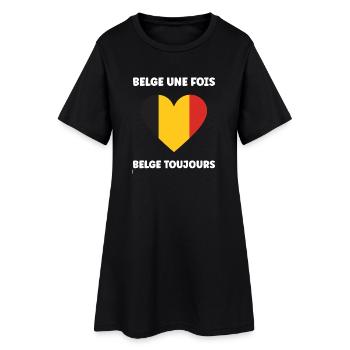 Cœur Belge Tricolore - Robe T-shirt Femme - noir - Devant