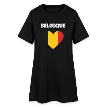 Cœur Belge Tricolore - Robe T-shirt Femme - noir - Devant