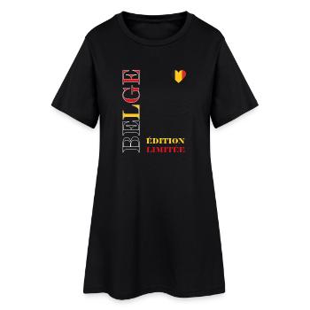 Belgische limitierte Grafik - Frauen T-Shirt-Kleid - Schwarz - Vorne