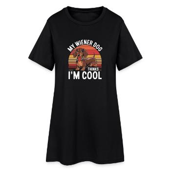 Mon chien saucissène pense en teckel cool et drôle - Robe T-shirt Femme - noir - Devant