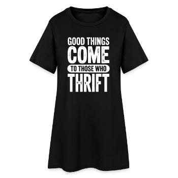 Les bonnes choses arrivent à la friperie - Robe T-shirt Femme - noir - Devant