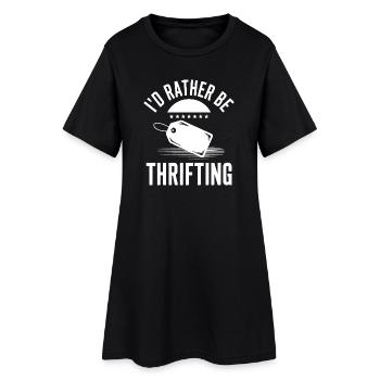 Ich würde lieber im Secondhand-Geschäft sein - Frauen T-Shirt-Kleid - Schwarz - Vorne