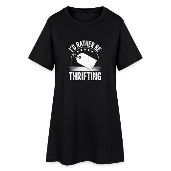 Ich würde lieber im Secondhand-Geschäft sein - Frauen T-Shirt-Kleid - Schwarz - Vorne