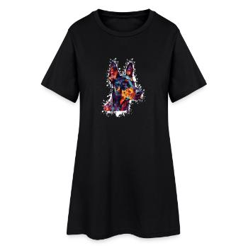 Tête de chien colorée - Robe T-shirt Femme - noir - Devant