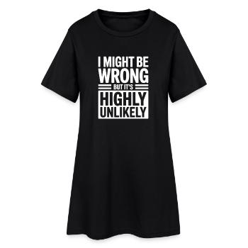 Je peux me tromper mais c’est un je-sais-tout très improbable - Robe T-shirt Femme - noir - Devant