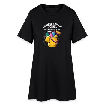 Lustiges Putzen Design - Frauen T-Shirt-Kleid - Schwarz - Vorne