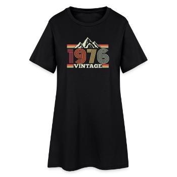 Vintage 50. Geburtstag Jahrgang 1976 Camping Berge - Frauen T-Shirt-Kleid - Schwarz - Vorne