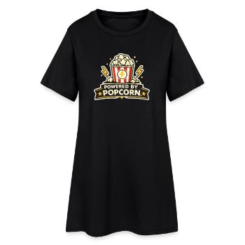 Propulsé par le pop-corn – Motif de snack de film - Robe T-shirt Femme - noir - Devant