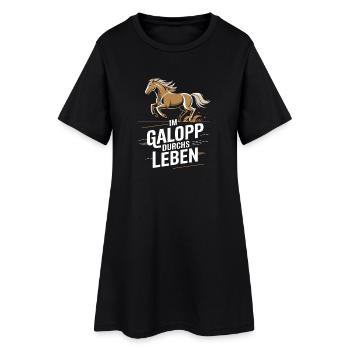  Im Galopp Durchs Leben Motiv Für Reiter Pferde - Frauen T-Shirt-Kleid - Schwarz - Vorne