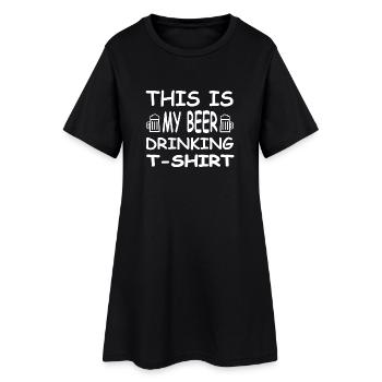 Bier - Frauen T-Shirt-Kleid - Schwarz - Vorne