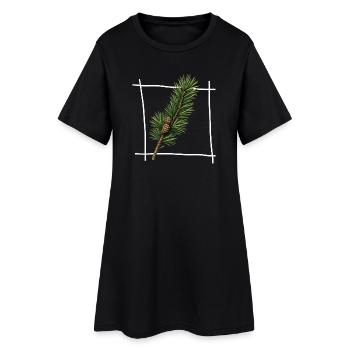 Pine Branch Minimal Frame - Women’s T-Shirt Dress - black - Front
