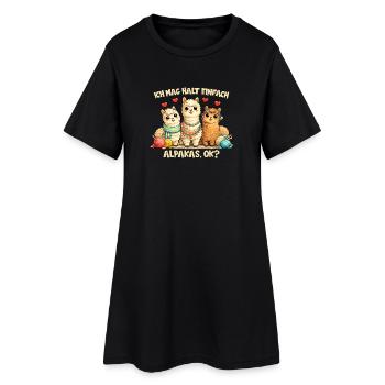 Motif comique d’alpagas avec cœur et dicton drôle - Robe T-shirt Femme - noir - Devant