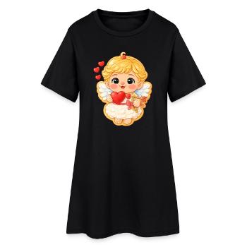 Motif biscuit doux ange de la Saint-Valentin avec cœur - Robe T-shirt Femme - noir - Devant