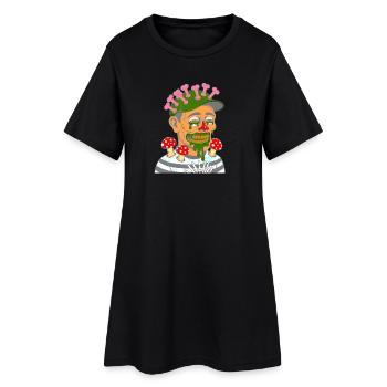 Portrait de zombie champignon avec champignons - Robe T-shirt Femme - noir - Devant