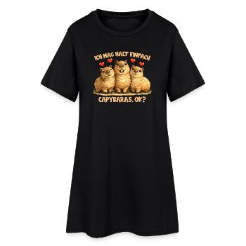 Motif comique de capybaras avec cœur et diction amusante - Robe T-shirt Femme - noir - Devant
