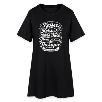 Kaffee Kekse Bücher Therapie Design - Frauen T-Shirt-Kleid - Schwarz - Vorne