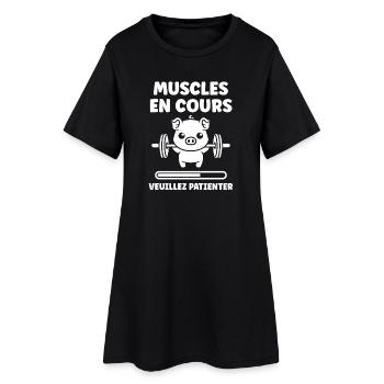 Muscles en cours: Patience et Poids - Robe T-shirt Femme - noir - Devant