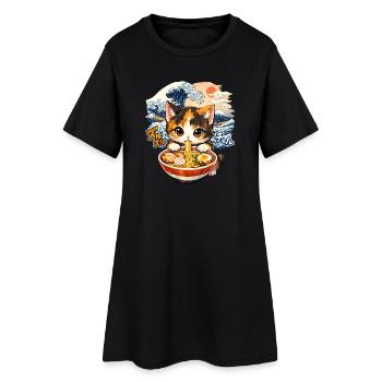 Ramen Nouilles Kawaii Chat Nouilles japonaises - Robe T-shirt Femme - noir - Devant