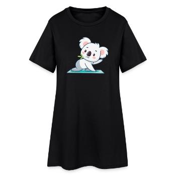 Koala kawaii sur tapis vert - Robe T-shirt Femme - noir - Devant