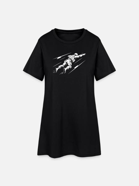 Astronaute en vol dans l'espace - Robe T-shirt Femme - noir