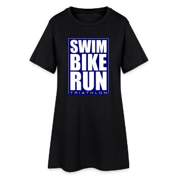 Triathlon Natation Course Cyclisme - Robe T-shirt Femme - noir - Devant