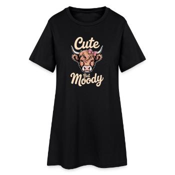 Highland Cattle Sayings Moody Funny Gift - Women’s T-Shirt Dress - black - Front