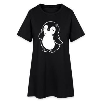 Fille minimaliste silhouette de pingouin mignonne - Robe T-shirt Femme - noir - Devant