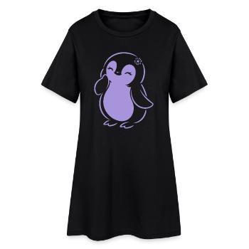 Fille minimaliste silhouette de pingouin mignonne - Robe T-shirt Femme - noir - Devant