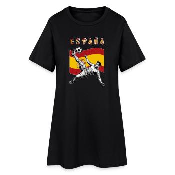 Football Espagne Drapeau Espagne Retournée - Robe T-shirt Femme - noir - Devant