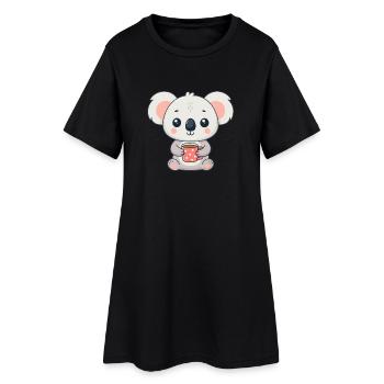 Koala mignon au café - Robe T-shirt Femme - noir - Devant