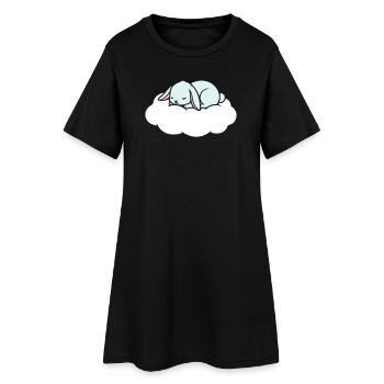 Rêve du Lapin endormi sur un nuage - Robe T-shirt Femme - noir - Devant