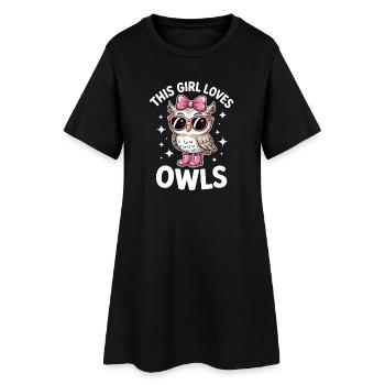 Eule Sprüche Eulen Lustiges Eulen Geschenk - Frauen T-Shirt-Kleid - Schwarz - Vorne