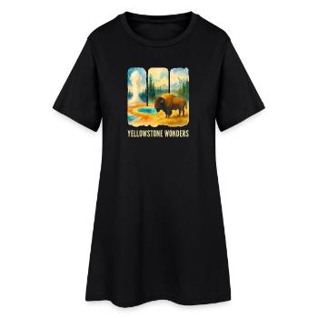 Paysage montagneux avec volcan - Robe T-shirt Femme - noir - Devant