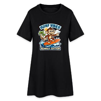 Surf-Vibes – Affen-Edition. - Frauen T-Shirt-Kleid - Schwarz - Vorne