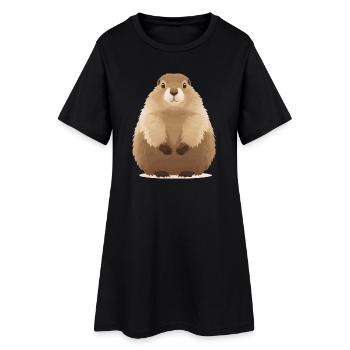 cute cuddly groundhog - Women’s T-Shirt Dress - black - Front