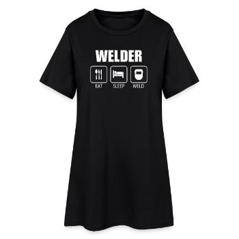 Soudeur mange sommeil Répète Conception de soudure drôle - Robe T-shirt Femme - noir - Devant