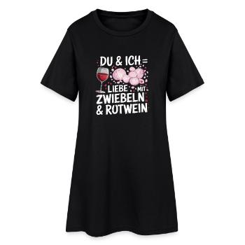 Toi et moi, on aime avec des oignons et du vin rouge pour - Robe T-shirt Femme - noir - Devant