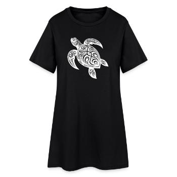 Nature mystique et géométrie de la Tortue tribale - Robe T-shirt Femme - noir - Devant